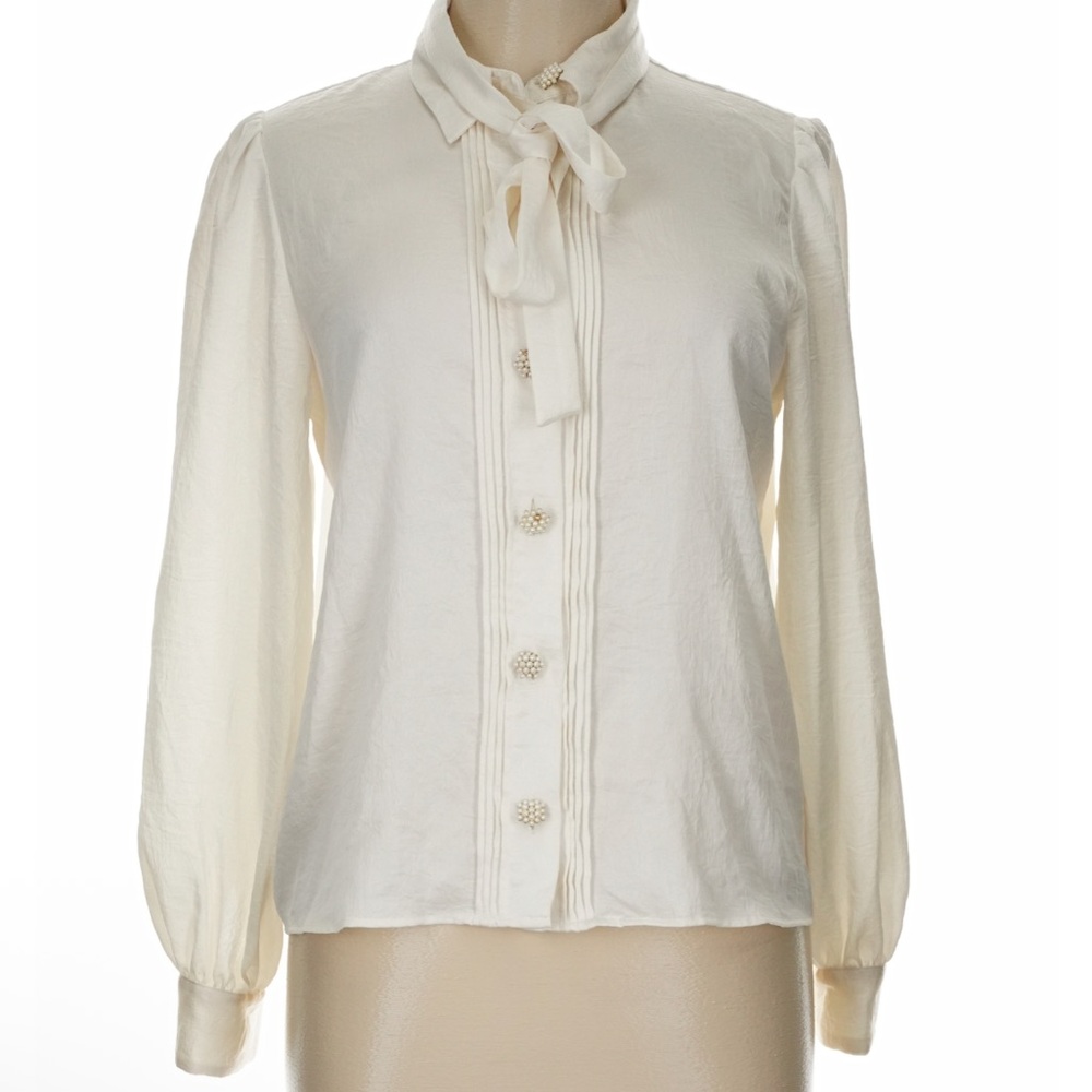ZARA blouse satin effect jewel button